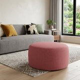 22" Red Olefin Round Ottoman