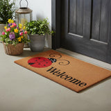 17" X 29" Brown And Red Ladybug Welcome Outdoor Coir Door Mat