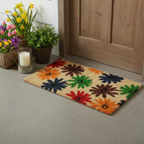 24" X 36" Brown Green And Red Multi Floral Outdoor Coir Door Mat