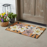 24" X 36" Brown Purple And White Floral Outdoor Coir Door Mat