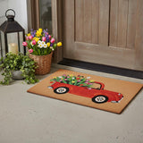 24" X 36" Brown And Red Floral Outdoor Coir Door Mat