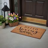 17" X 29" Brown And Black Hello Spring Outdoor Coir Door Mat