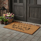 24" X 48" Brown And Black Hello Spring Outdoor Coir Door Mat
