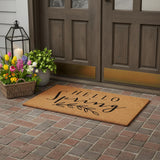 36" X 72" Brown And Black Hello Spring Outdoor Coir Door Mat
