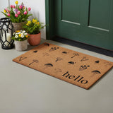 17" X 29" Brown And Black Mushrooms Hello Outdoor Coir Door Mat