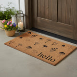 24" X 36" Brown And Black Mushrooms Hello Outdoor Coir Door Mat
