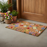 24" X 36" Brown White And Green Floral Outdoor Coir Door Mat