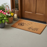 24" X 36" Brown And Black Floral Hello Outdoor Coir Door Mat