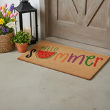 17" X 29" Brown Green And Red Hello Summer Outdoor Coir Door Mat