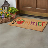 24" X 36" Brown Green And Red Hello Summer Outdoor Coir Door Mat
