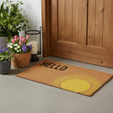 17" X 29" Brown Yellow And Black Sunny Hello Outdoor Coir Door Mat