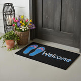 17" X 29" Black And Blue Flip Flop Welcome Outdoor Coir Door Mat