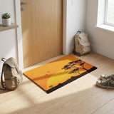 24" X 36" Orange Yellow And Black Sunrise Trees Outdoor Coir Door Mat