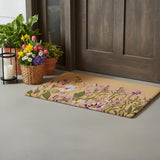 18" X 30" Brown Green And Purple Floral Outdoor Coir Door Mat