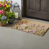 24" X 36" Brown Green And Purple Floral Outdoor Coir Door Mat