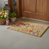 24" X 36" Brown Green And Purple Floral Outdoor Coir Door Mat
