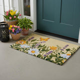 24" X 36" Brown Green And Orange Floral Outdoor Coir Door Mat
