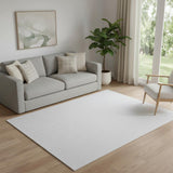 5' X 8' White Hand Woven Area Rug