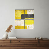 Set Of Four Amarillo Black Framed Minimalistic Wall Art