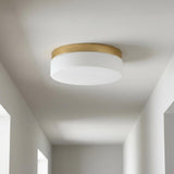 11" Brass Metal And Glass Flush Mount Ceiling Light