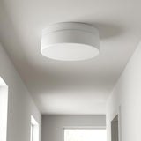 11" White Metal And Glass Flush Mount Ceiling Light