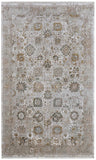 2' X 3' Ivory Gray And Gold Floral Area Rug With Fringe