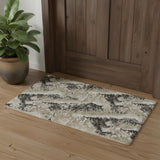 3' X 5' Black And Ivory Abstract Area Rug