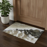 2' X 3' Black And Ivory Abstract Area Rug