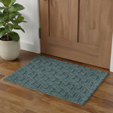3' X 5' Blue And Ivory Geometric Area Rug