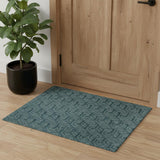 2' X 3' Blue And Ivory Geometric Area Rug