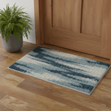 2' X 3' Blue And Ivory Abstract Area Rug