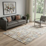 5' X 8' Blue And Ivory Abstract Hand Woven Area Rug