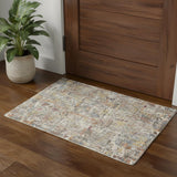 2' X 3' Blue And Ivory Abstract Hand Woven Area Rug