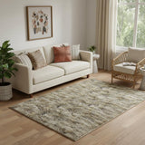 5' X 8' Blue And Ivory Abstract Hand Tufted Area Rug