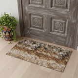 2' X 3' Blue And Ivory Abstract Hand Tufted Area Rug