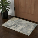 2' X 3' Blue And Ivory Abstract Hand Tufted Area Rug