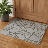 3' X 5' Blue And Ivory Wool Abstract Hand Tufted Area Rug