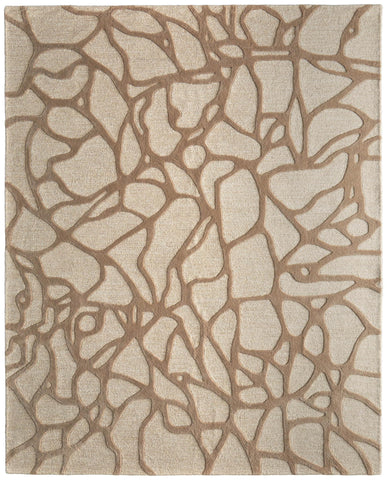 8' X 10' Gold And Beige Abstract Washable Indoor Outdoor Area Rug