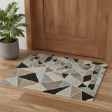 3' X 5' Blue And Ivory Wool Abstract Hand Tufted Area Rug
