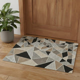 2' X 3' Blue And Ivory Wool Abstract Hand Tufted Area Rug
