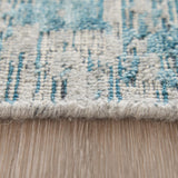 8' X 10' Navy Blue And Charcoal Abstract Washable Area Rug With UV Protection