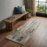 7' Blue And Ivory Abstract Area Rug