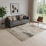 5' X 7' Blue And Ivory Abstract Area Rug