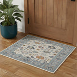 2' X 3' Blue And Ivory Wool Floral Hand Tufted Area Rug