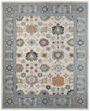 2' X 3' Blue And Ivory Wool Floral Hand Tufted Area Rug