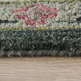 8' Navy Blue And Ivory Round Geometric Washable Indoor Outdoor Area Rug
