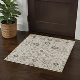 2' X 3' Blue And Ivory Wool Floral Hand Tufted Area Rug