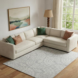 10' X 14' Blue And Ivory Wool Floral Hand Tufted Area Rug
