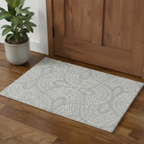 2' X 3' Blue And Ivory Wool Floral Hand Tufted Area Rug