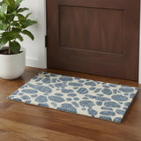 2' X 3' Blue And Ivory Wool Abstract Hand Tufted Area Rug
